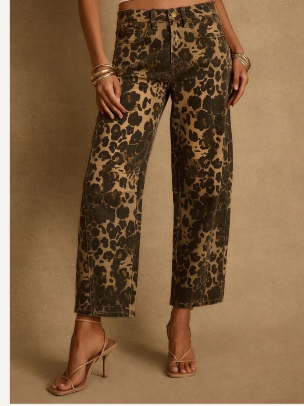 12th Tribe Muse Leopard Barrel Jeans Sz 28 Animal Print